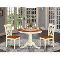 HomeStock ANCL3 Round 36 Inch Table and 2 Chair Set Buttermilk Cherry