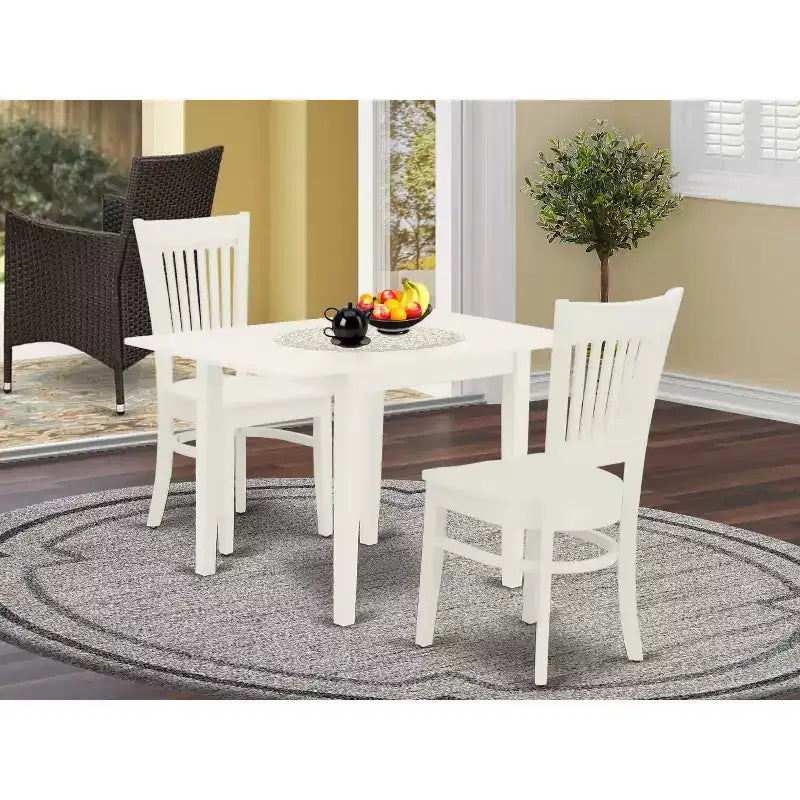 HomeStock Modern Dining Table Set White Wood Table Chairs