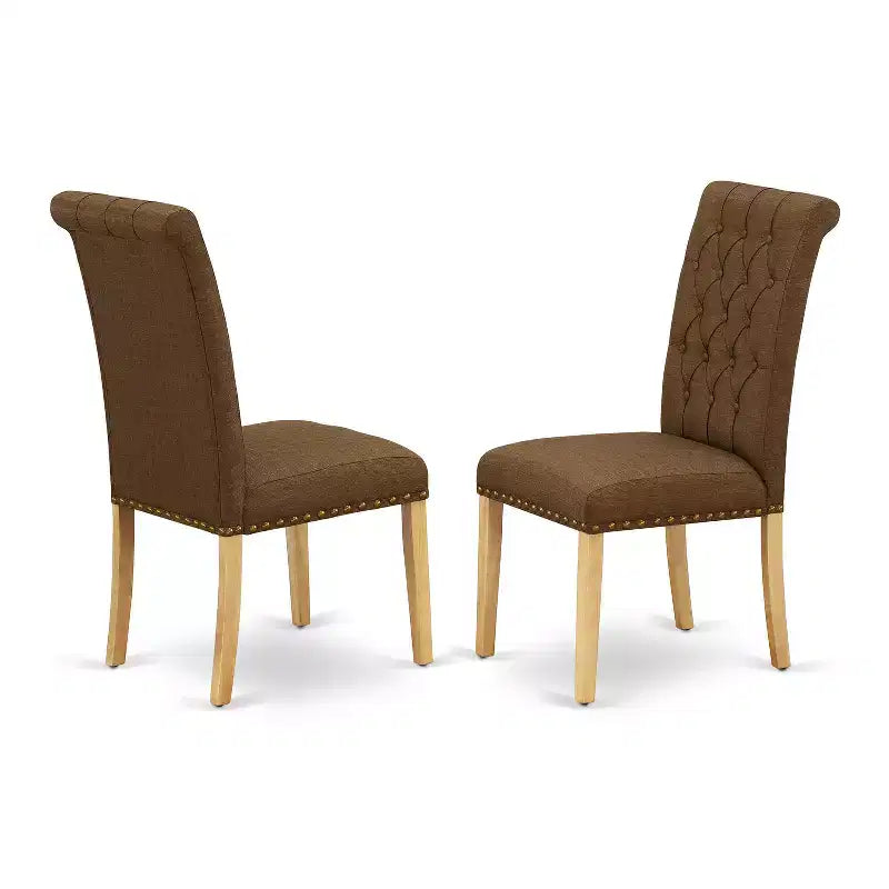 Ensemble de salle à manger HomeStock 5 pièces en tissu de lin couleur chêne