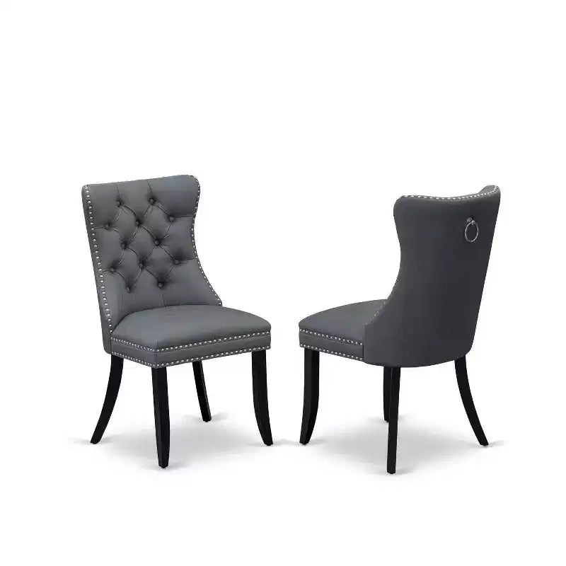 Ensemble table et chaises de salle à manger rond HomeStock, style capitonné noir