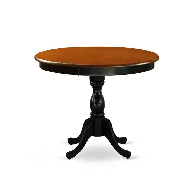 Ensemble table de cuisine ronde HomeStock, noir cerise, chaises en lin