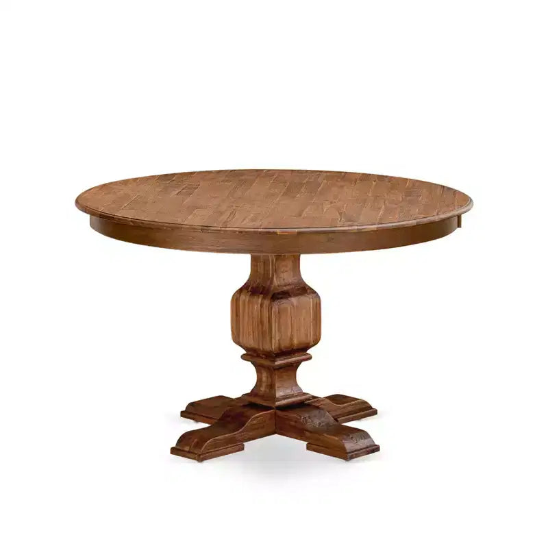 Ensemble de salle à manger moderne HomeStock avec table ronde et chaises en lin noyer