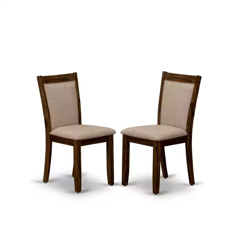 Ensemble de salle à manger moderne HomeStock avec table ronde et chaises en lin noyer