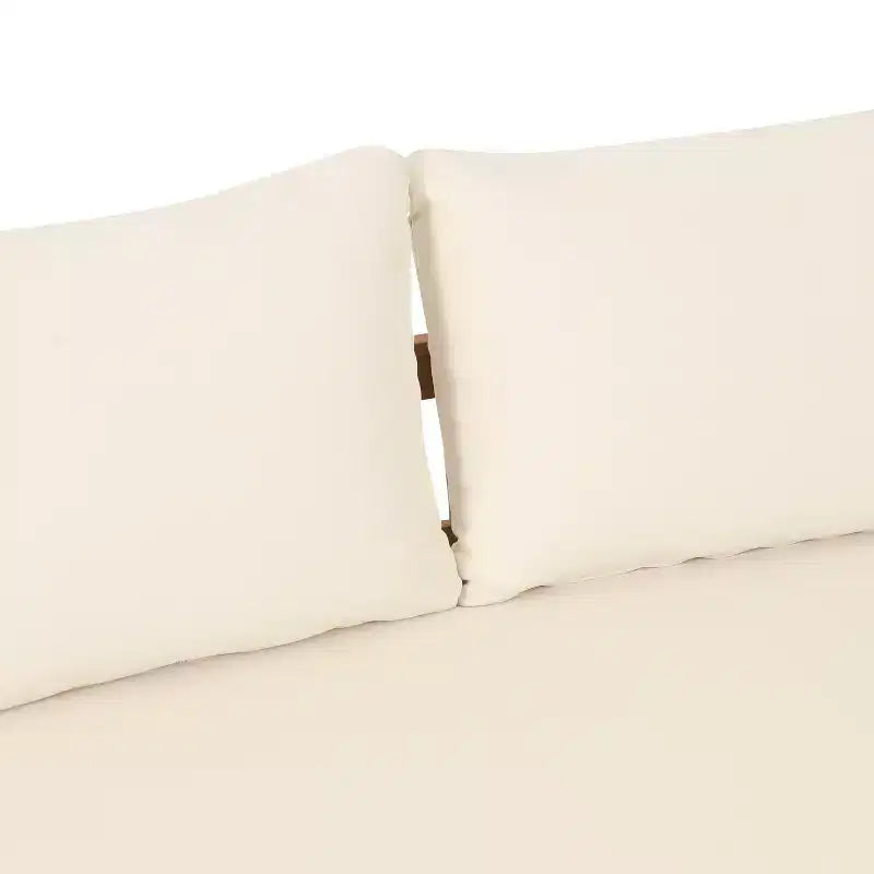 Ensemble de canapé d'angle 5 places d'extérieur GDFStudio Hiland en bois d'acacia et osier rond avec coussins, teck/beige
