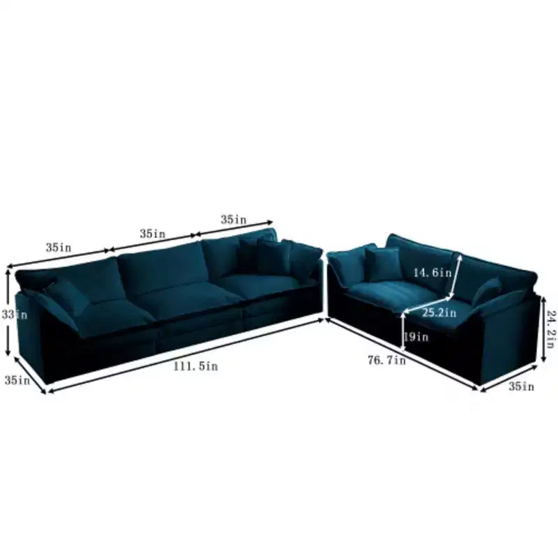 Canapé moderne pour salon, ensemble de 2 canapés en chenille, canapé 2+3 places avec assise profonde