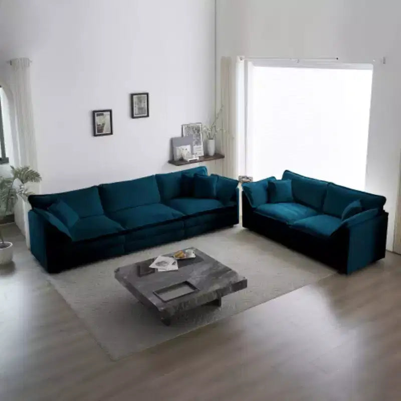 Canapé moderne pour salon, ensemble de 2 canapés en chenille, canapé 2+3 places avec assise profonde