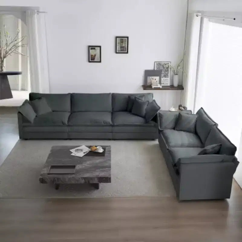 Canapé moderne pour salon, ensemble de 2 canapés en chenille, canapé 2+3 places avec assise profonde