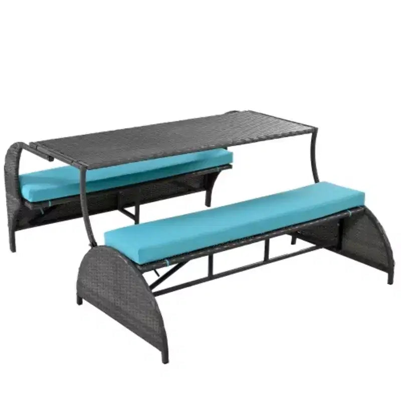 Banc de jardin transformable : 4 places, se convertit en table et chaises