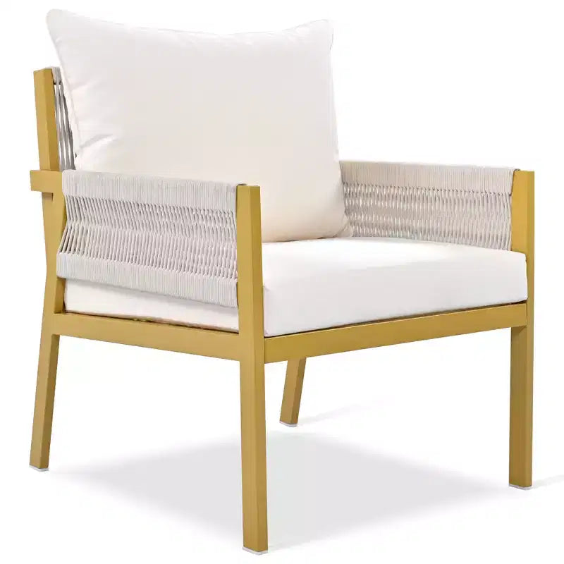 Ensemble de meubles d'extérieur 4 pièces Whisen avec table en verre trempé, salon de jardin