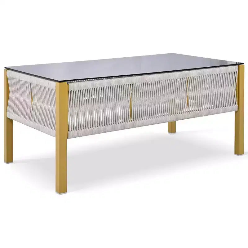 Ensemble de meubles d'extérieur 4 pièces Whisen avec table en verre trempé, salon de jardin