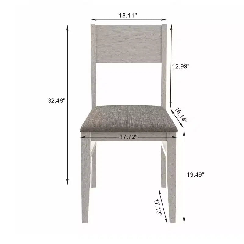 Ensemble de salle à manger 5 pièces VECELO de style ferme pour 4 personnes, table carrée en bois d'hévéa et 4 chaises de salle à manger rembourrées, gris