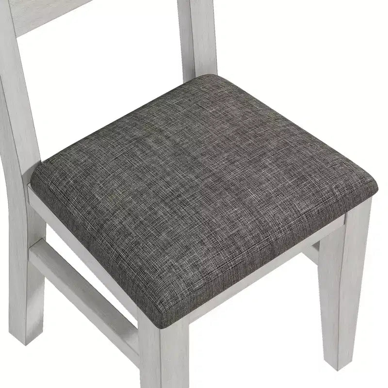 Ensemble de salle à manger 5 pièces VECELO de style ferme pour 4 personnes, table carrée en bois d'hévéa et 4 chaises de salle à manger rembourrées, gris