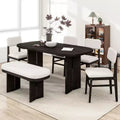 6 Piece Dining Table Set Dining Set Kitchen Table Set with Upholstered Chairs and Bench, Farmhouse Rustic Style, Natural/Espresso-ModernLuxe