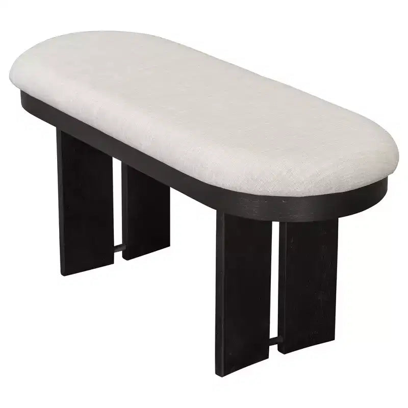 Ensemble table de salle à manger 6 pièces avec chaises rembourrées et banc, style rustique fermier, naturel/espresso-ModernLuxe