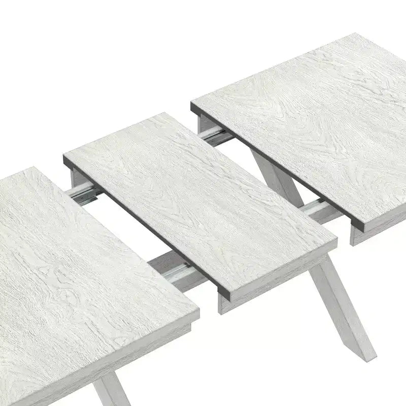 Ensemble de salle à manger extensible VECELO rustique 6 pièces, table en bois d'hévéa avec 4 chaises de salle à manger rembourrées sans accoudoirs et banc pour cuisine, gris