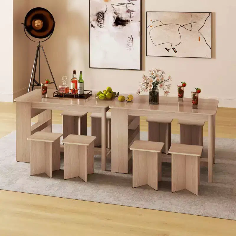 Ensemble de table à manger Costway 5 pièces avec étagère de rangement Table de cuisine rectangulaire avec 4 tabourets Beige/Gris