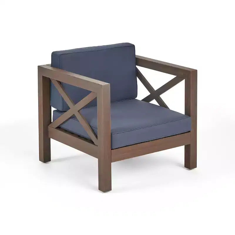Christopher Knight Home Brava Ensemble de conversation d'extérieur 4 places en bois d'acacia avec coussins