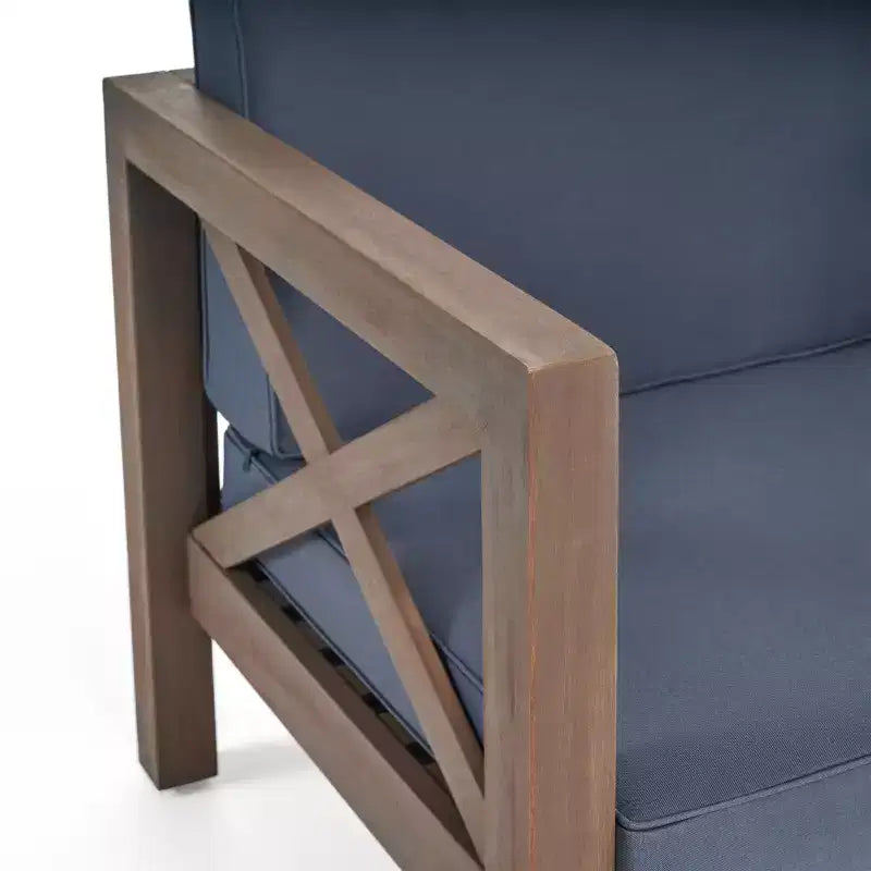 Christopher Knight Home Brava Ensemble de conversation d'extérieur 4 places en bois d'acacia avec coussins
