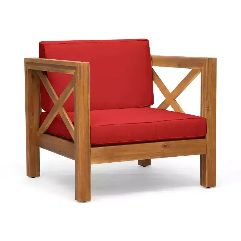Christopher Knight Home Brava Ensemble de conversation d'extérieur 4 places en bois d'acacia avec coussins