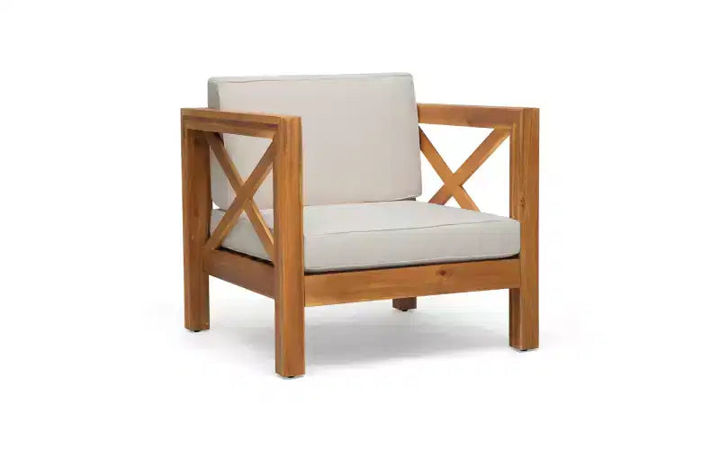 Christopher Knight Home Brava Ensemble de conversation d'extérieur 4 places en bois d'acacia avec coussins