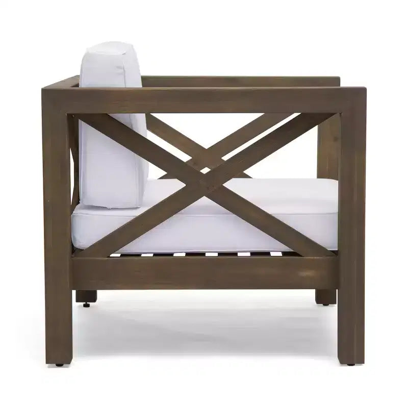Christopher Knight Home Brava Ensemble de conversation d'extérieur 4 places en bois d'acacia avec coussins