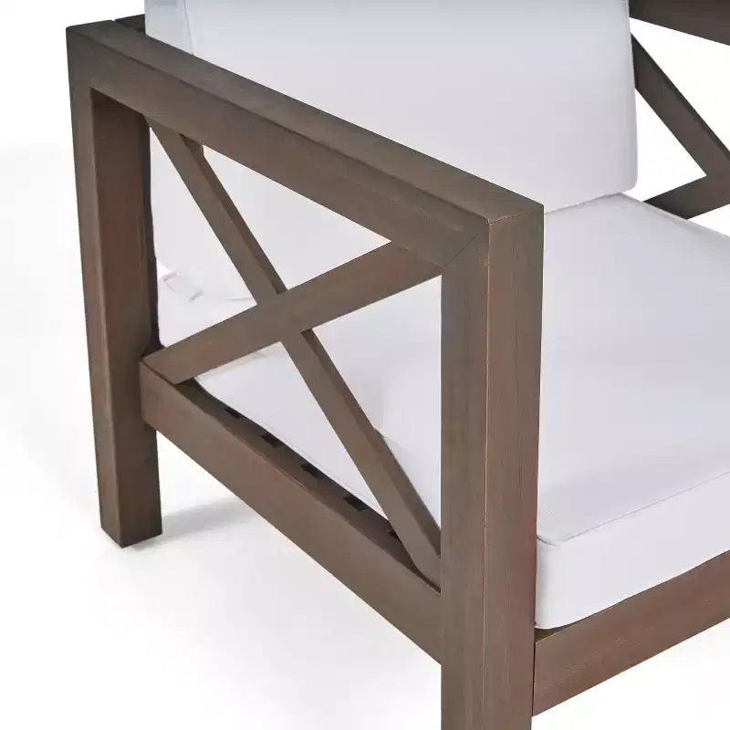 Christopher Knight Home Brava Ensemble de conversation d'extérieur 4 places en bois d'acacia avec coussins