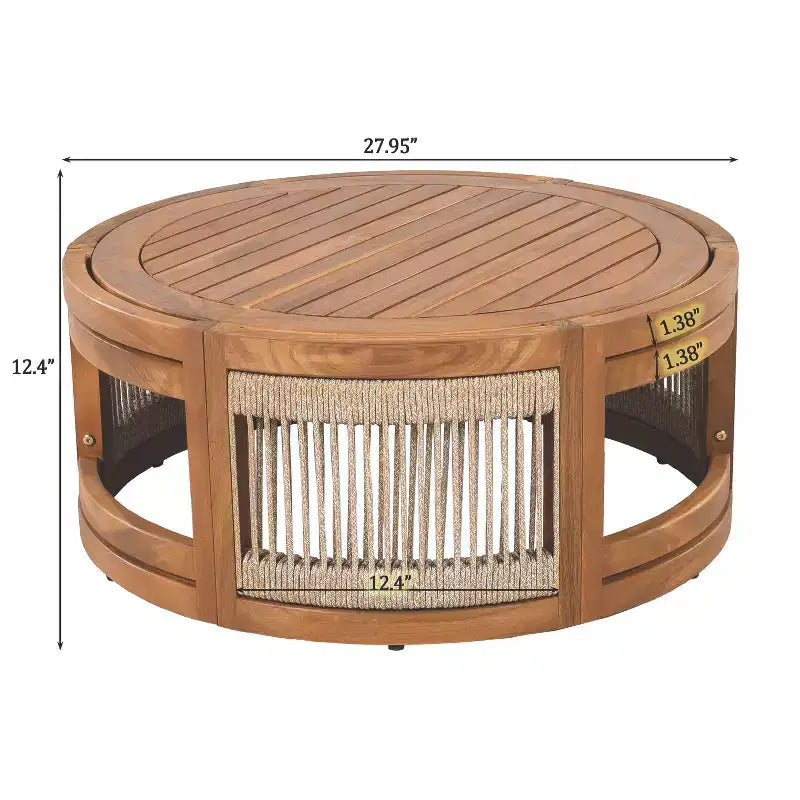 Christopher Knight Home Mads Ensemble de 4 fauteuils d'extérieur en bois d'acacia courbé avec corde tressée