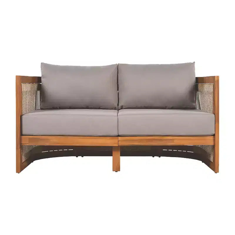 Christopher Knight Home Mads Ensemble de 4 fauteuils d'extérieur en bois d'acacia courbé avec corde tressée