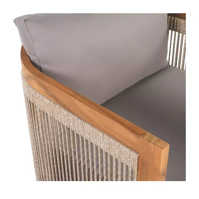 Christopher Knight Home Mads Ensemble de 4 fauteuils d'extérieur en bois d'acacia courbé avec corde tressée