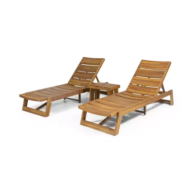 GDFStudio Karyme Ensemble causeuse 3 pièces en bois d'acacia d'extérieur, teck