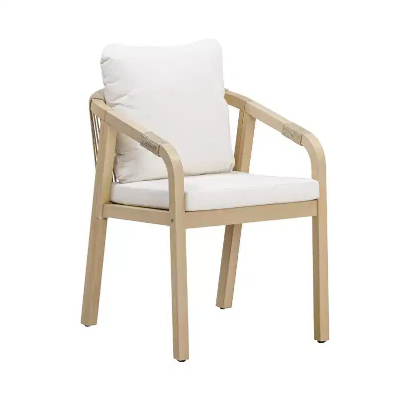 Ensemble de salle à manger d'extérieur en bois 5 pièces avec coussins, bois d'eucalyptus naturel - Teamson Home : Sièges avec coussins épais et grande table à manger
