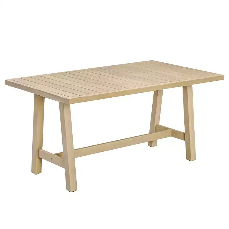 Ensemble de salle à manger d'extérieur en bois 5 pièces avec coussins, bois d'eucalyptus naturel - Teamson Home : Sièges avec coussins épais et grande table à manger