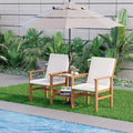 EROMMY Acacia Wood Loveseat With Table, 3 Pieces Patio Furniture Set, Outdoor Patio Loveseat With Coffee Table