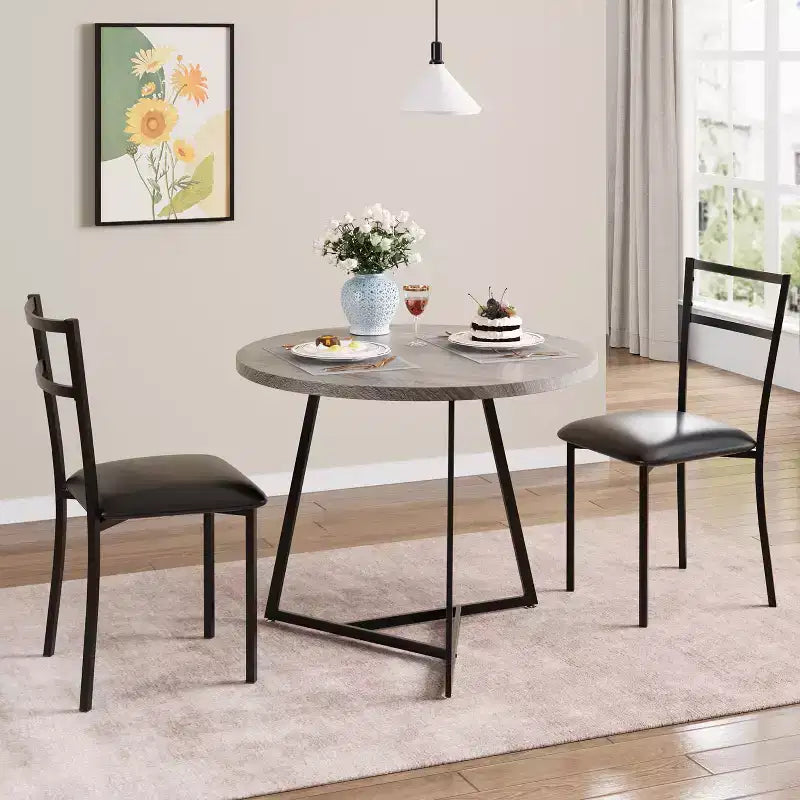 Ensemble de table à manger double trois pièces, table et chaises de salle à manger doubles de cuisine, ensemble de table à manger de cuisine ronde, convient aux petits espaces, appartement