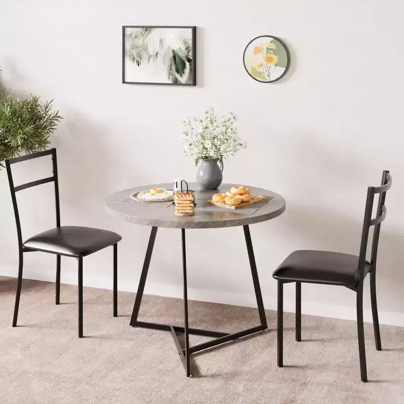 Ensemble de table à manger double trois pièces, table et chaises de salle à manger doubles de cuisine, ensemble de table à manger de cuisine ronde, convient aux petits espaces, appartement