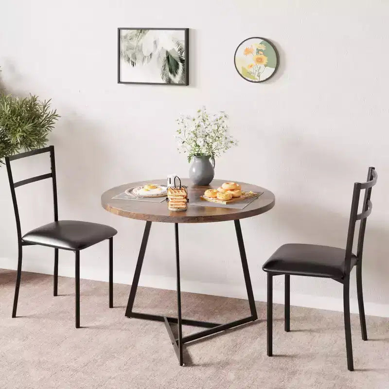 Ensemble de table à manger double trois pièces, table et chaises de salle à manger doubles de cuisine, ensemble de table à manger de cuisine ronde, convient aux petits espaces, appartement