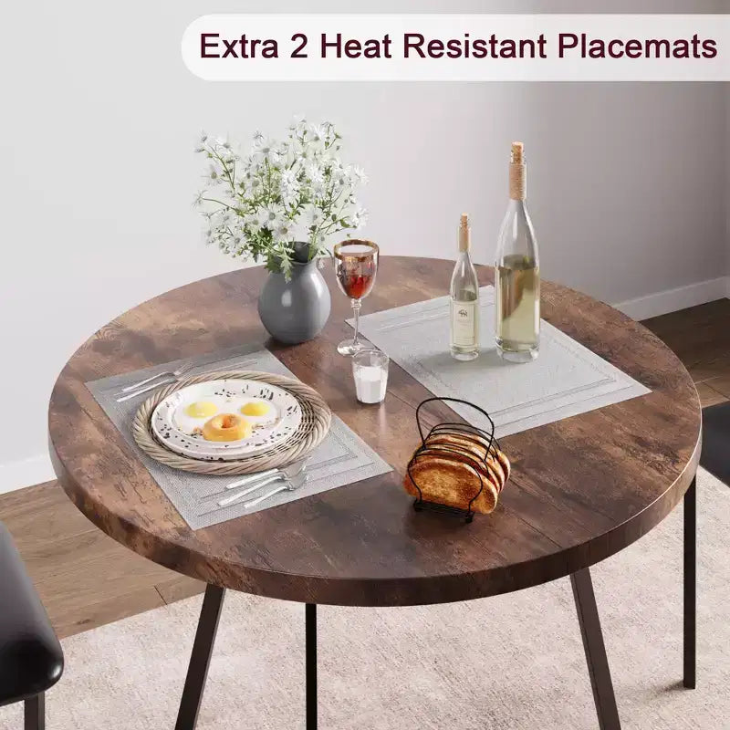 Ensemble de table à manger double trois pièces, table et chaises de salle à manger doubles de cuisine, ensemble de table à manger de cuisine ronde, convient aux petits espaces, appartement