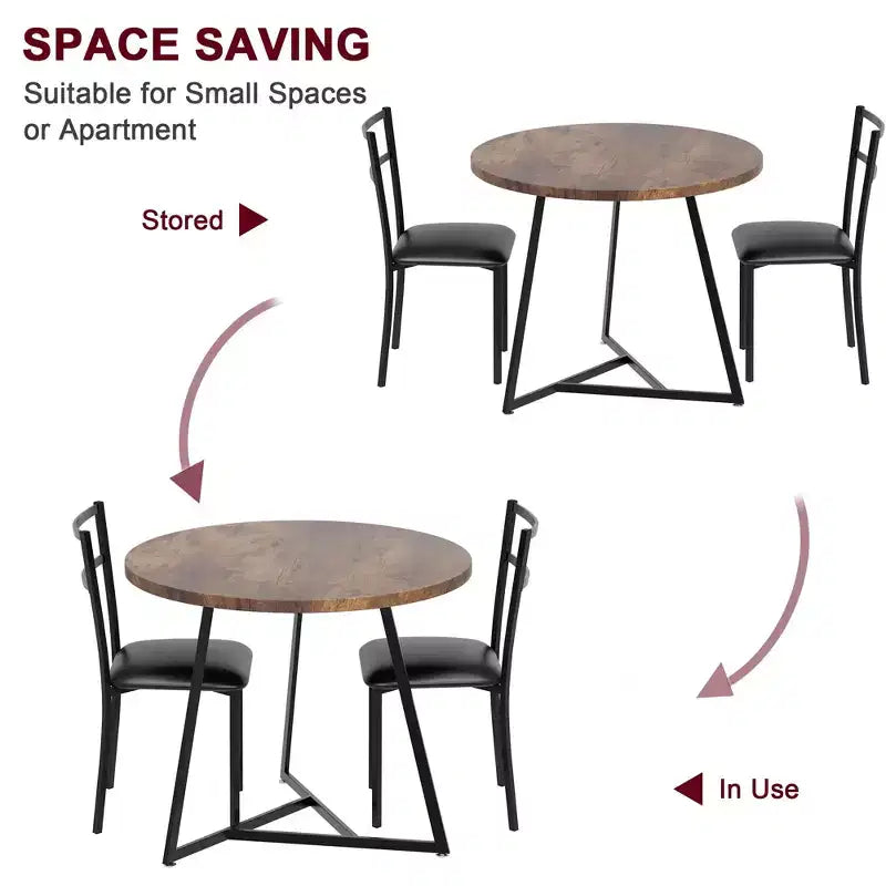 Ensemble de table à manger double trois pièces, table et chaises de salle à manger doubles de cuisine, ensemble de table à manger de cuisine ronde, convient aux petits espaces, appartement