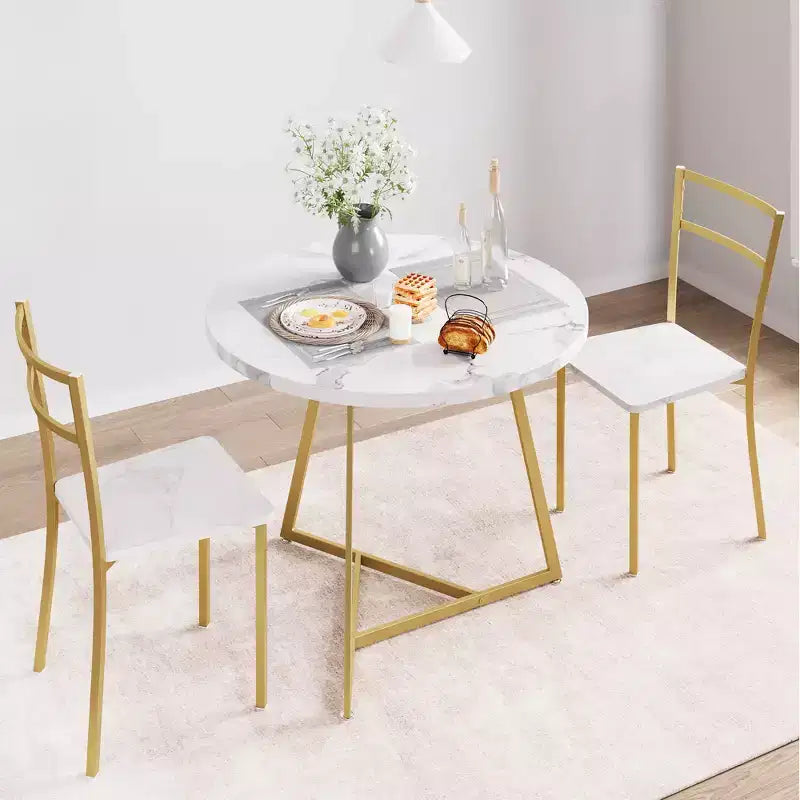 Ensemble de table à manger double trois pièces, table et chaises de salle à manger doubles de cuisine, ensemble de table à manger de cuisine ronde, convient aux petits espaces, appartement