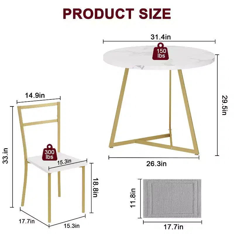 Ensemble de table à manger double trois pièces, table et chaises de salle à manger doubles de cuisine, ensemble de table à manger de cuisine ronde, convient aux petits espaces, appartement