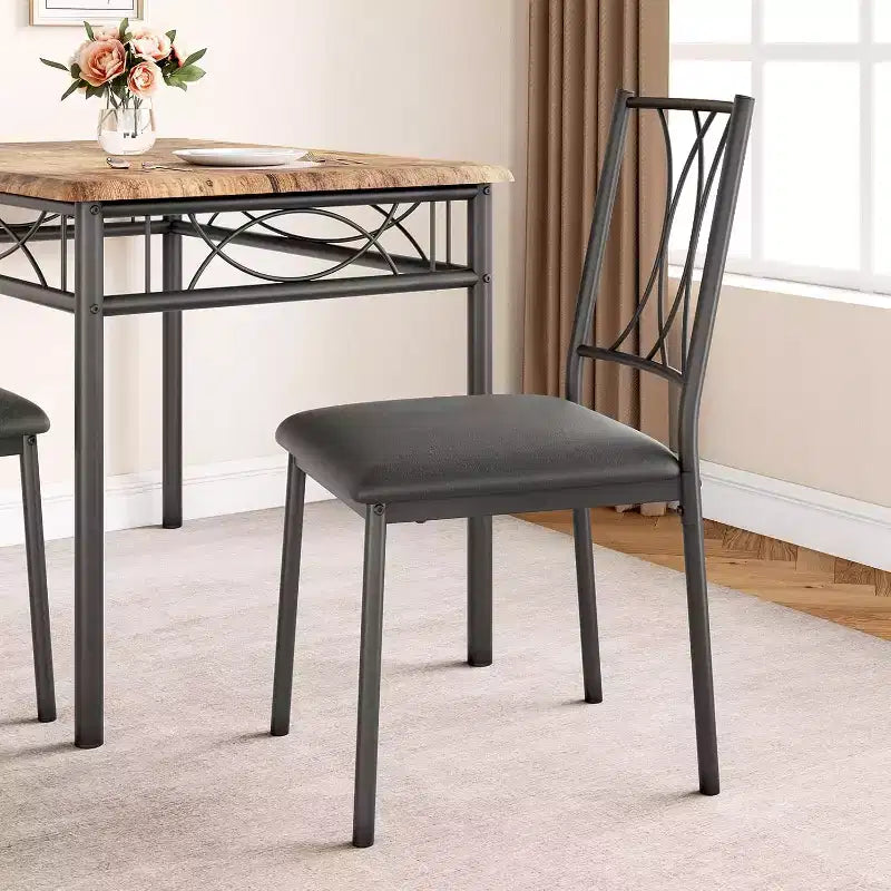 Ensemble Table et Chaises de Salle à Manger pour 4 Personnes, Table à Manger Rectangulaire avec 4 Chaises Rembourrées pour Petits Espaces, Appartement, Petit Déjeuner