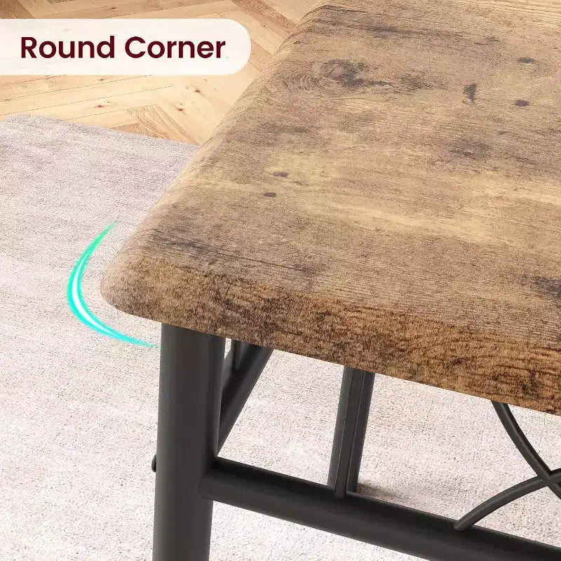 Ensemble Table et Chaises de Salle à Manger pour 4 Personnes, Table à Manger Rectangulaire avec 4 Chaises Rembourrées pour Petits Espaces, Appartement, Petit Déjeuner