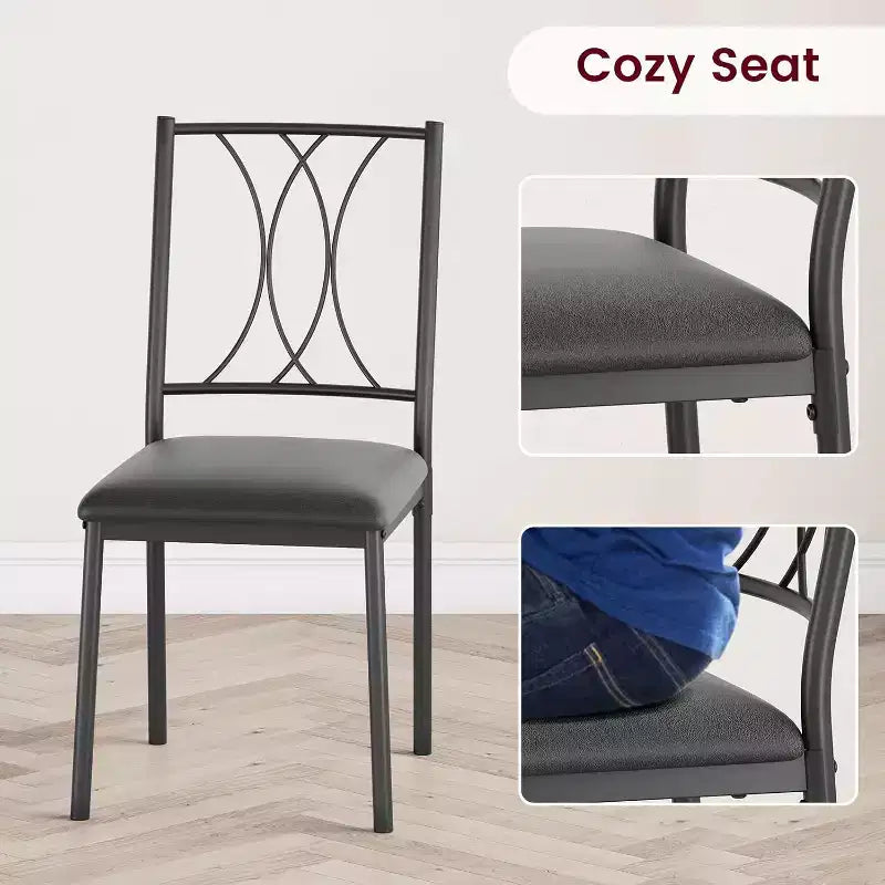 Ensemble Table et Chaises de Salle à Manger pour 4 Personnes, Table à Manger Rectangulaire avec 4 Chaises Rembourrées pour Petits Espaces, Appartement, Petit Déjeuner