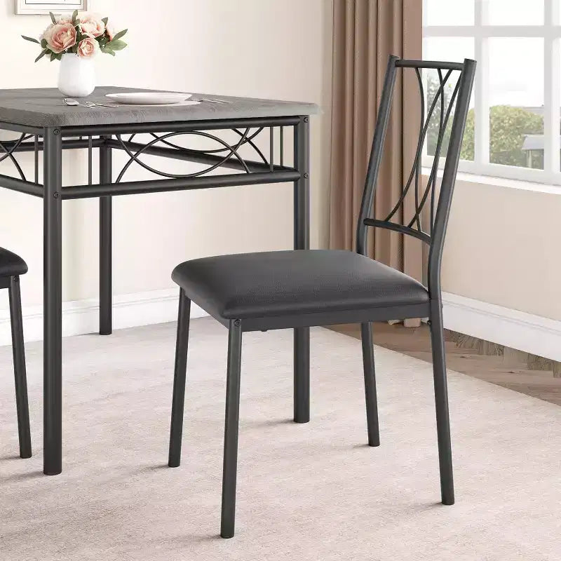 Ensemble Table et Chaises de Salle à Manger pour 4 Personnes, Table à Manger Rectangulaire avec 4 Chaises Rembourrées pour Petits Espaces, Appartement, Petit Déjeuner