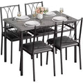 Dining Table Set for 4, Dining Room Table Set with 4 Upholstered Chairs, Rectangular Dining Table for Small Space, Apartment, Breakfast