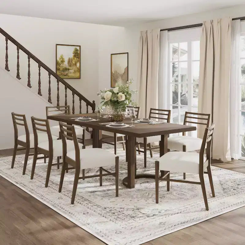 Christopher Knight Home Candice Modern 9 Piece Rubberwood Upholstered Dining Set