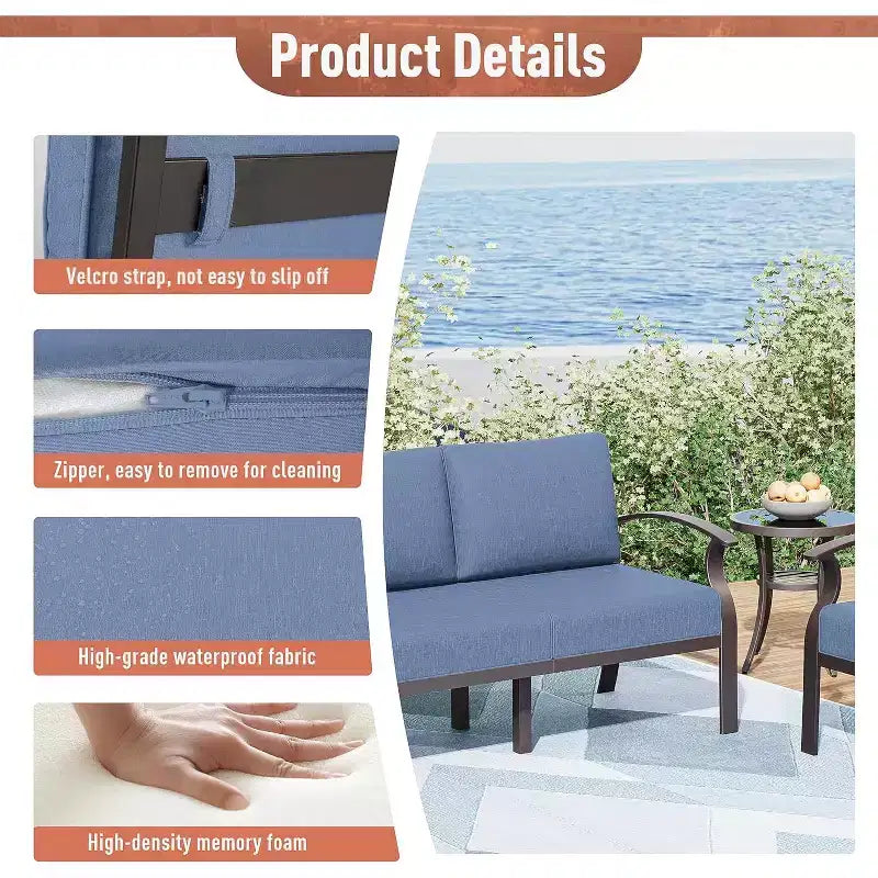 ALAULM Salon de Jardin 8 Places en Aluminium - Mobilier d'Extérieur Moderne en Métal avec Table de Foyer au Propane de 114 cm