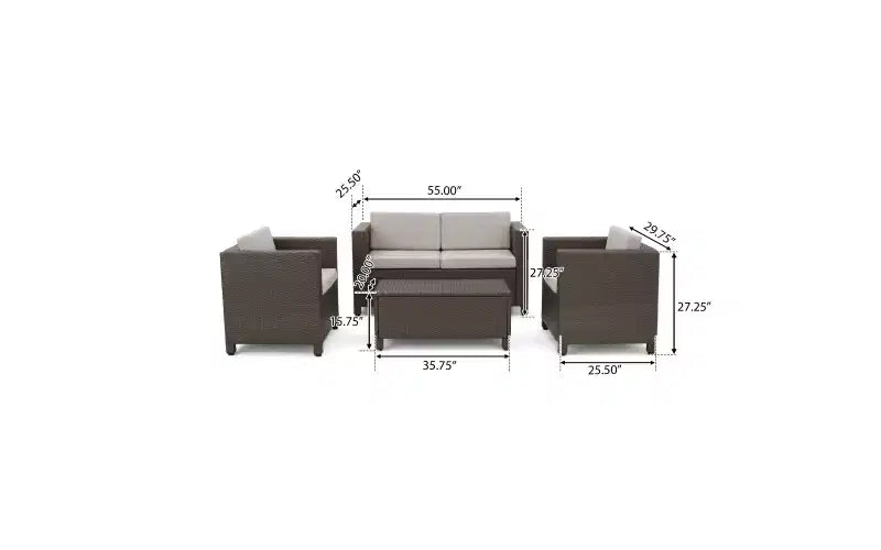 Ensemble de conversation Christopher Knight Home Parker 8 pièces en rotin et aluminium avec table basse