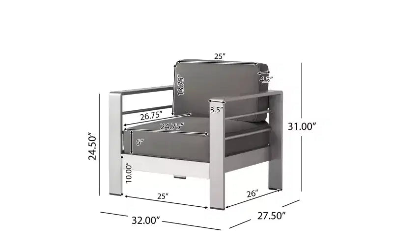 GDFStudio George - Salon de jardin en aluminium 4 places avec coussins pour l'extérieur