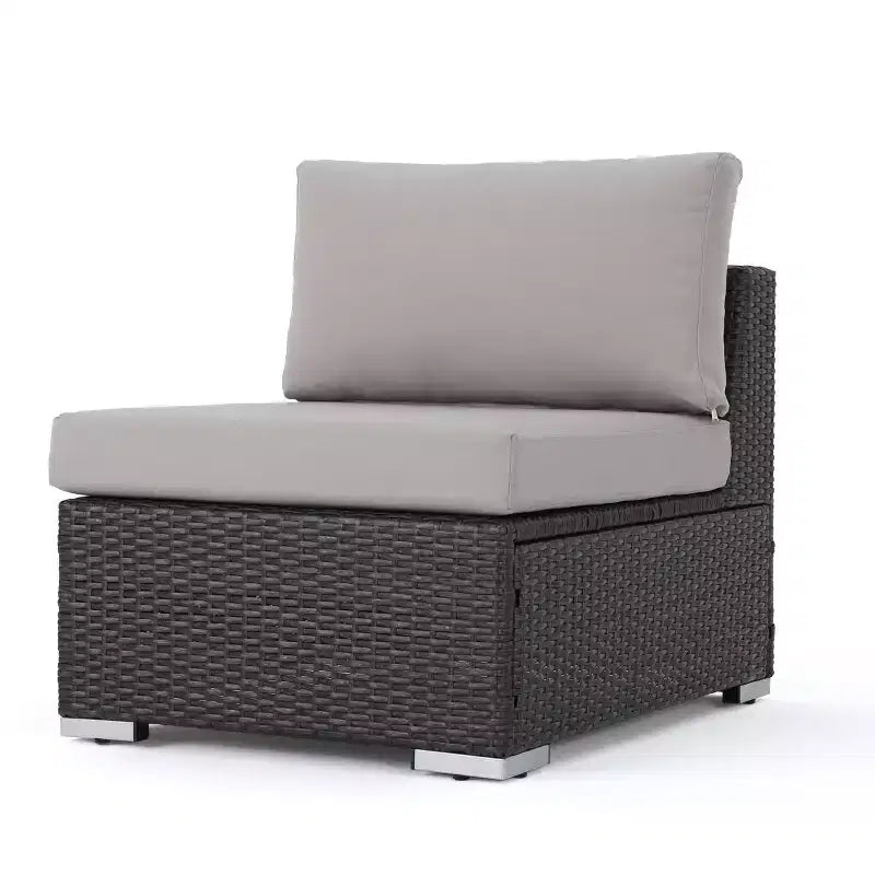 Christopher Knight Home Santa Rosa Ensemble de canapé sectionnel d'extérieur 9 pièces en osier en V et aluminium avec coussins